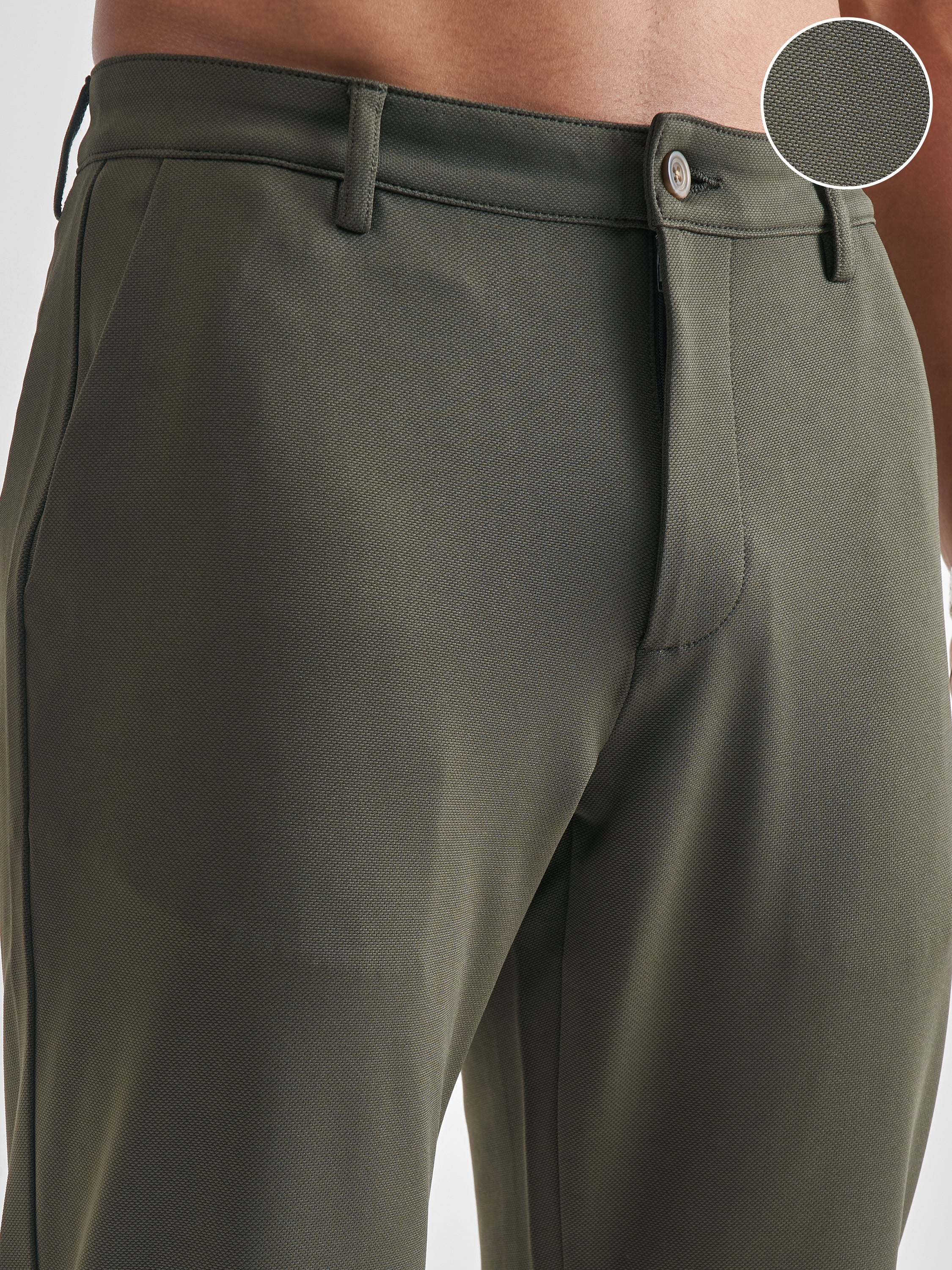 Purple By Highlander Men Green Tapered Fit Solid Chinos - Green - Image 5
