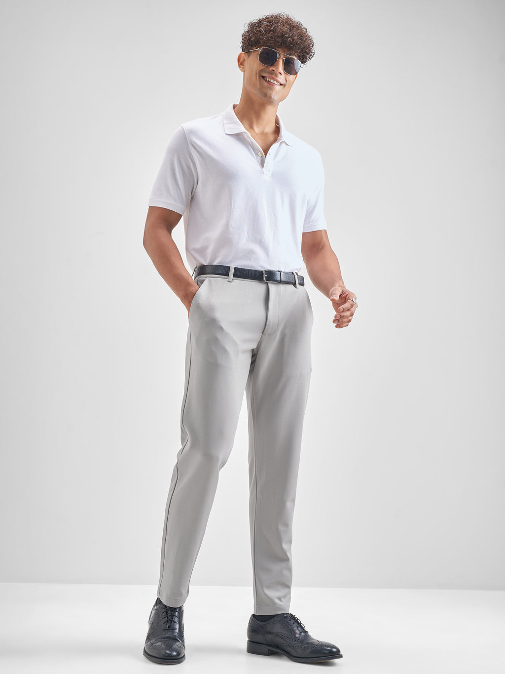 Purple By Highlander Men Grey Slim Fit Solid Chinos - Grey - Image 2