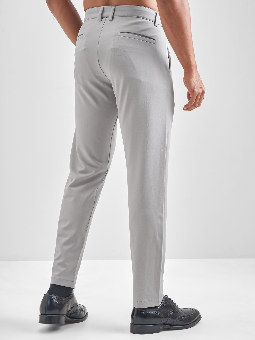 Purple By Highlander Men Grey Slim Fit Solid Chinos - Grey - Image 3