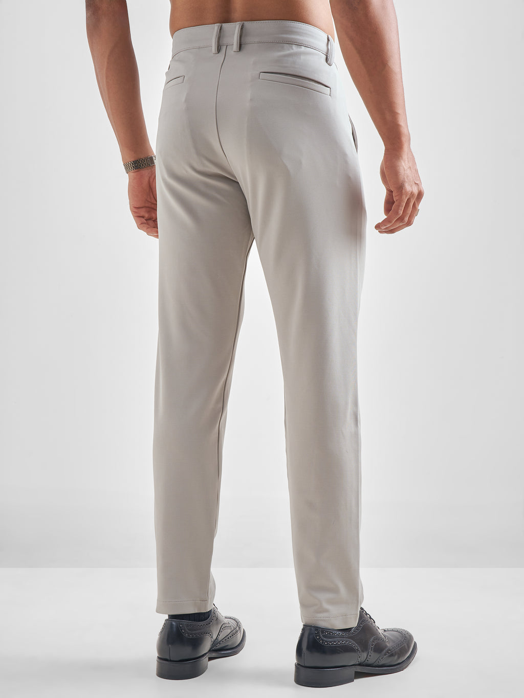 Purple By Highlander Men Grey Slim Fit Solid Chinos - Grey - Image 3