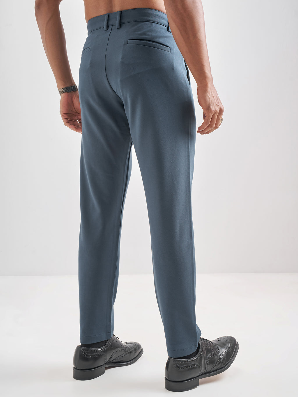 Purple By Highlander Men Blue Slim Fit Solid Chinos - Blue - Image 3