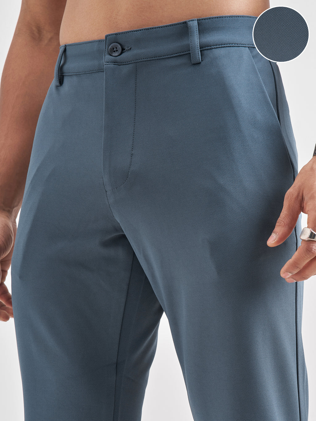 Purple By Highlander Men Blue Slim Fit Solid Chinos - Blue - Image 5