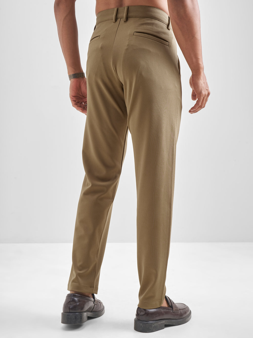Purple By Highlander Men Brown Slim Fit Solid Chinos - Brown - Image 3