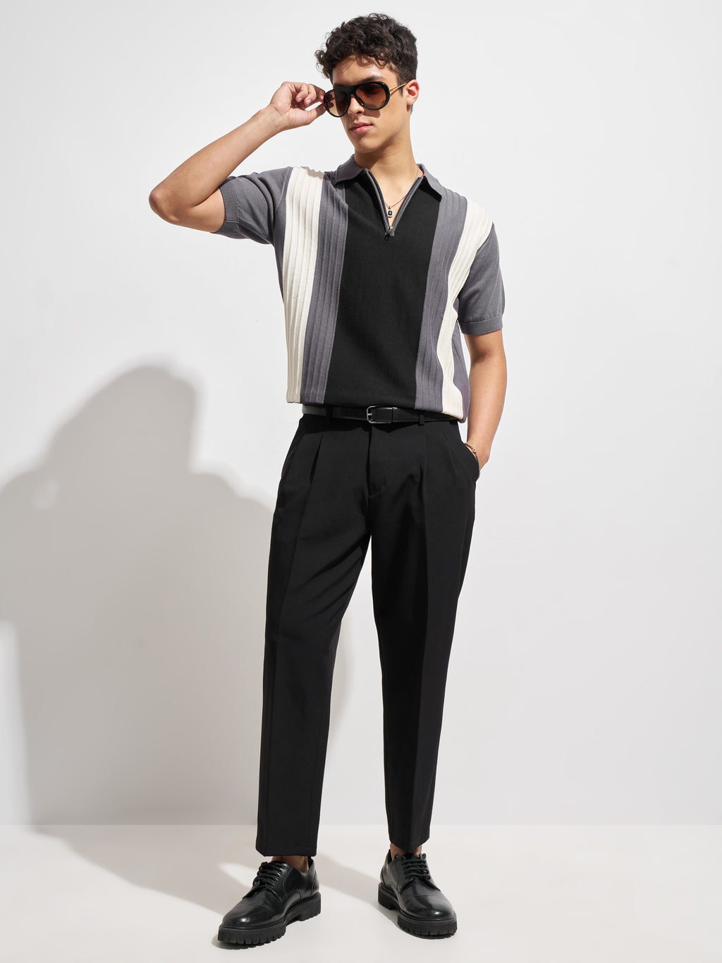 Purple By Highlander Men Black Tapered Fit Solid Korean Pant