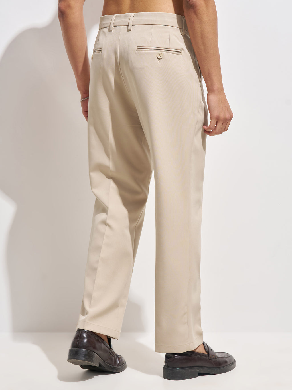 Purple By Highlander Men Beige Tapered Fit Solid Korean Pant