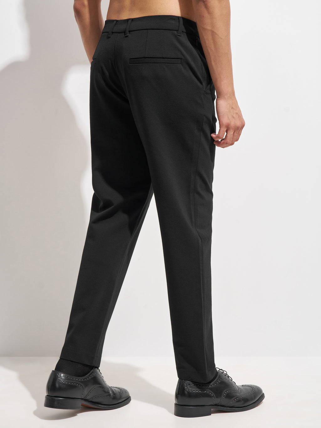 Purple By Highlander Men Black Slim Fit Solid Formal Trouser