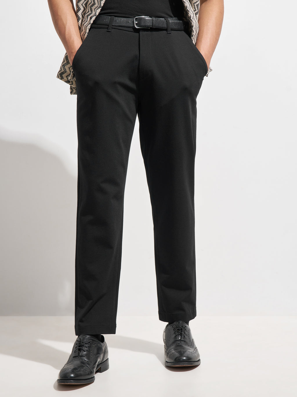 Purple By Highlander Men Black Slim Fit Solid Formal Trouser