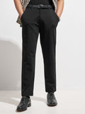 Purple By Highlander Men Black Slim Fit Solid Formal Trouser