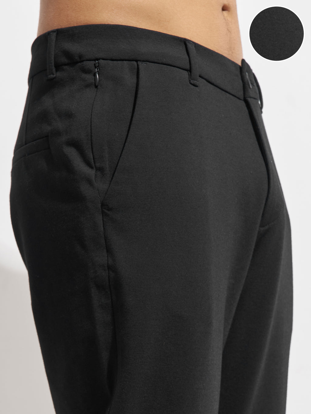 Purple By Highlander Men Black Slim Fit Solid Formal Trouser