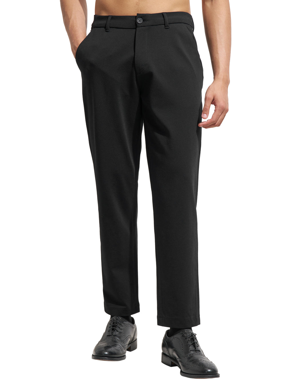 Purple By Highlander Men Black Slim Fit Solid Formal Trouser