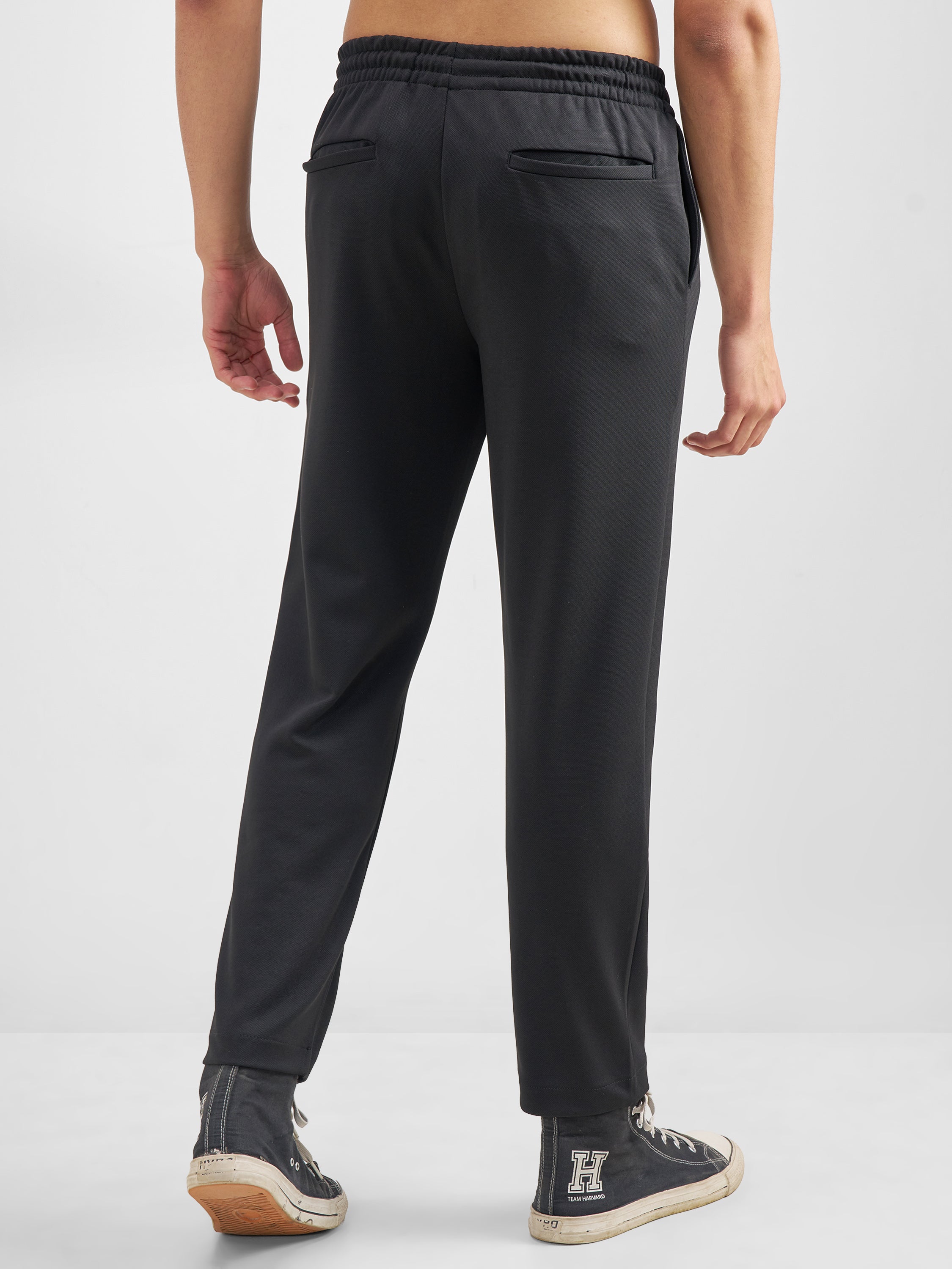 Purple By Highlander Men Black Tapered Fit Solid Regular Trouser - Black - Image 3