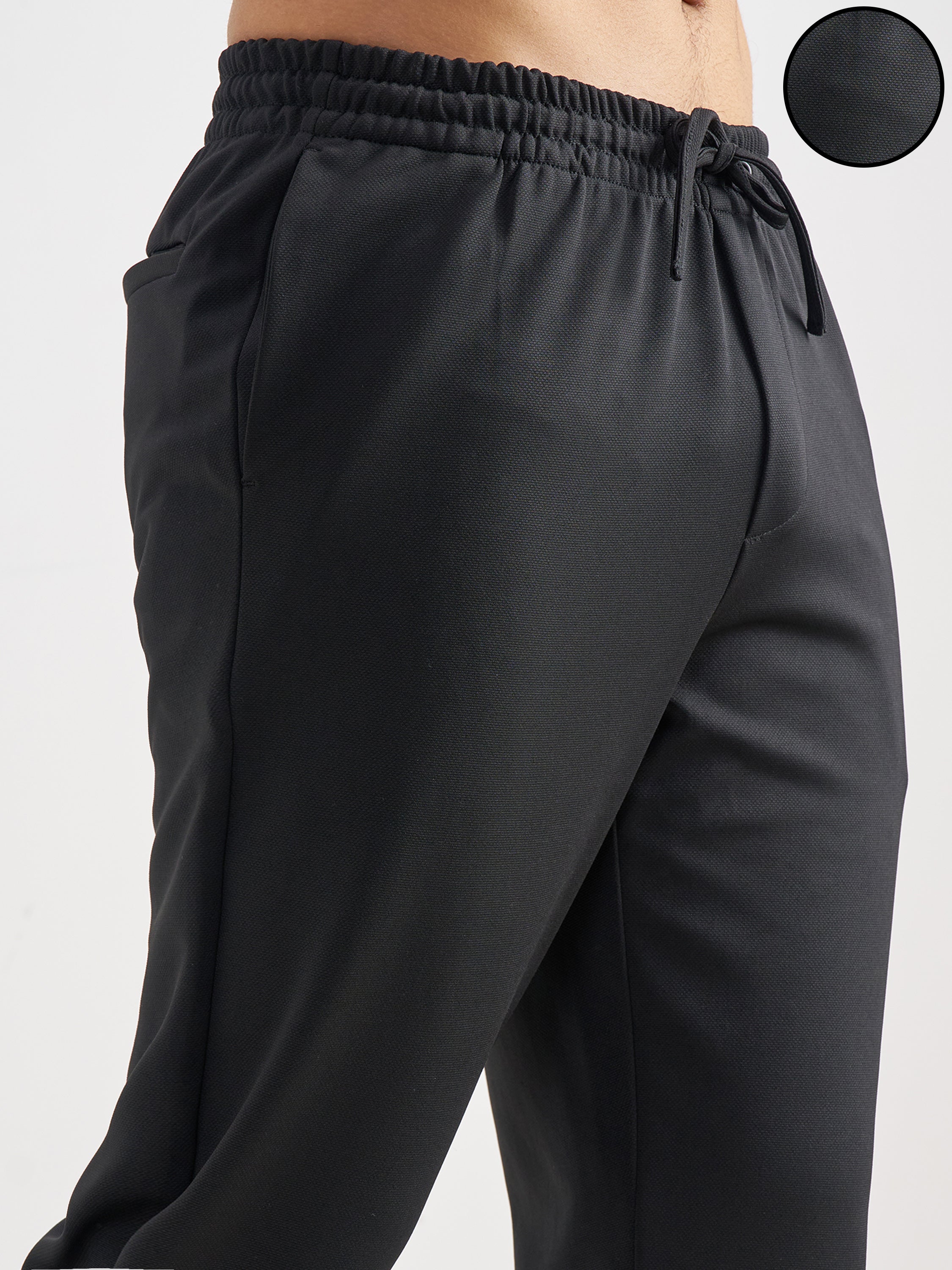 Purple By Highlander Men Black Tapered Fit Solid Regular Trouser - Black - Image 5