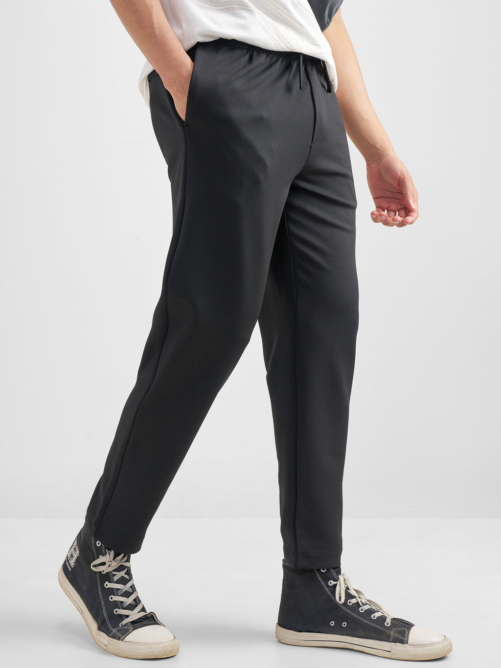 Purple By Highlander Men Black Tapered Fit Solid Regular Trouser - Black - Image 6