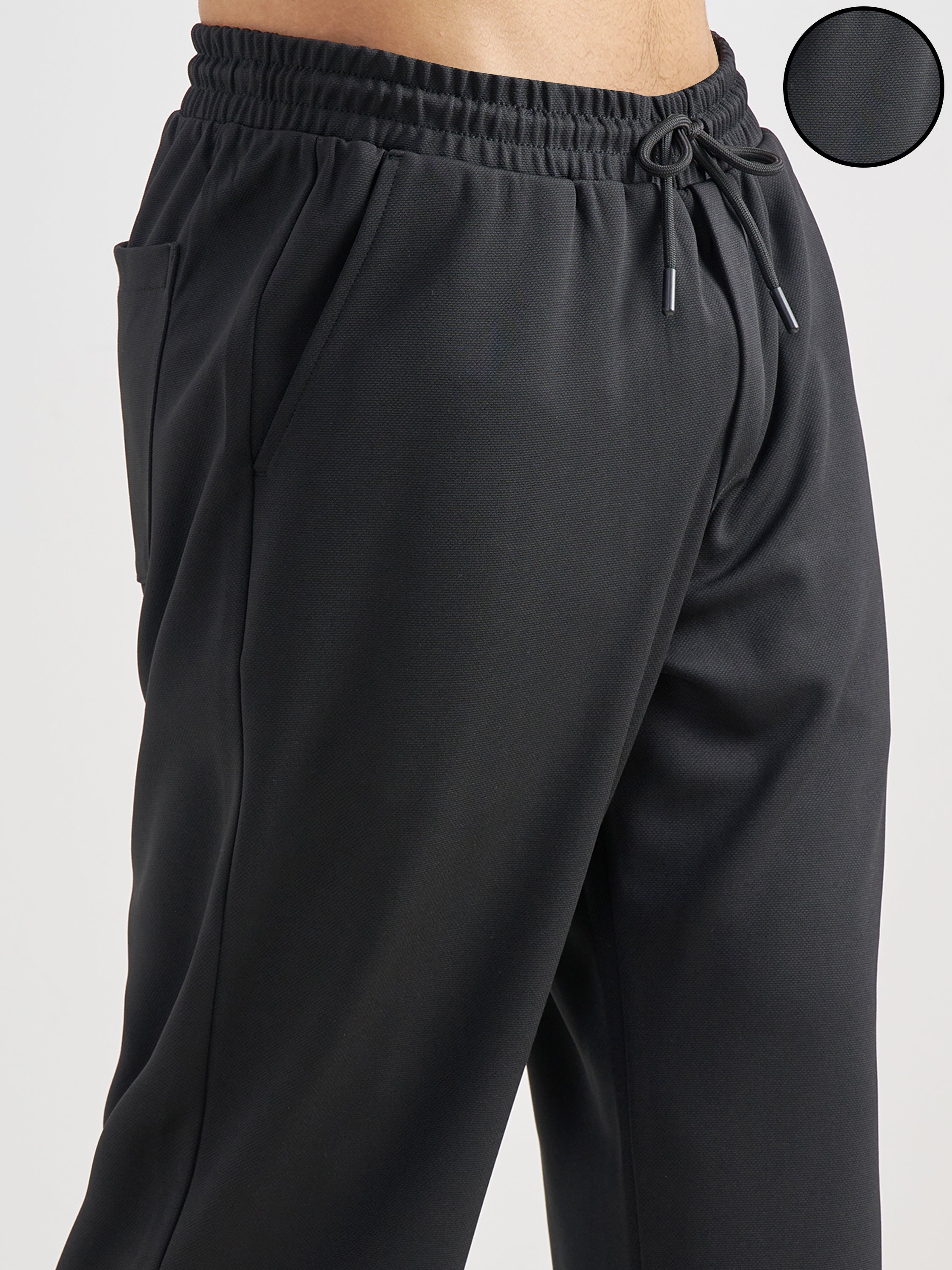Purple By Highlander Men Black Relaxed Fit Solid Regular Trouser - Black - Image 5