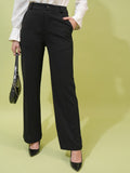Tokyo Talkies Women Black Solid Straight Fit Casual Trouser - Black - Image 1