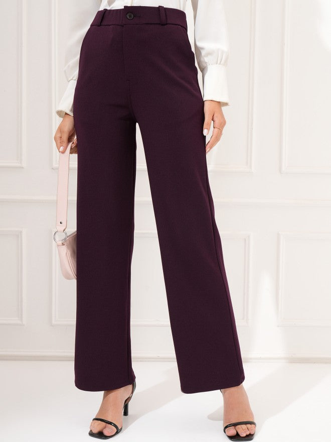 Tokyo Talkies Women Purple Regular Solid Formal Trouser - Purple - Image 1
