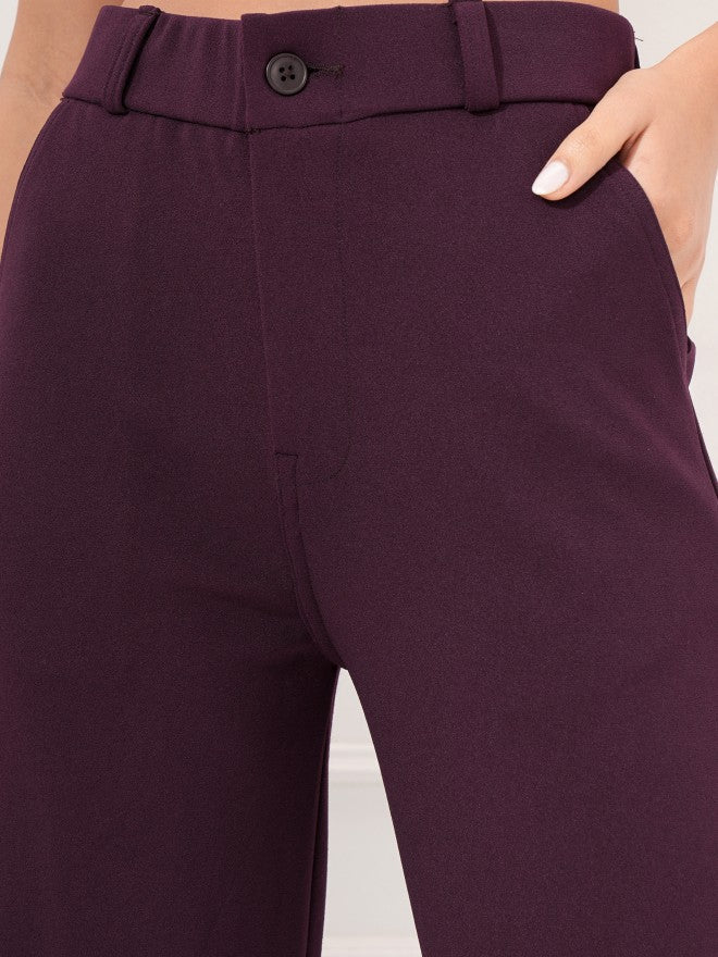 Tokyo Talkies Women Purple Regular Solid Formal Trouser - Purple - Image 5