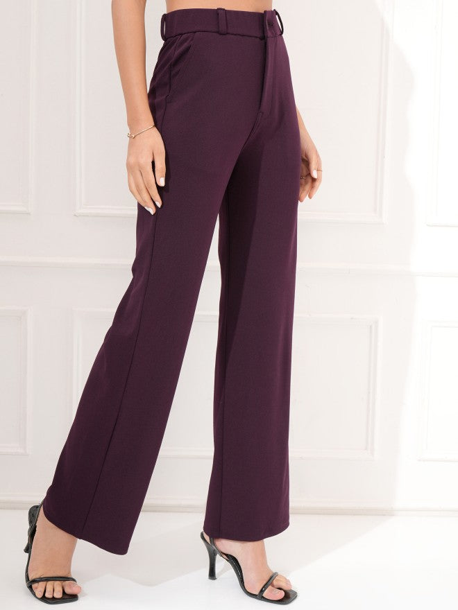Tokyo Talkies Women Purple Regular Solid Formal Trouser - Purple - Image 6