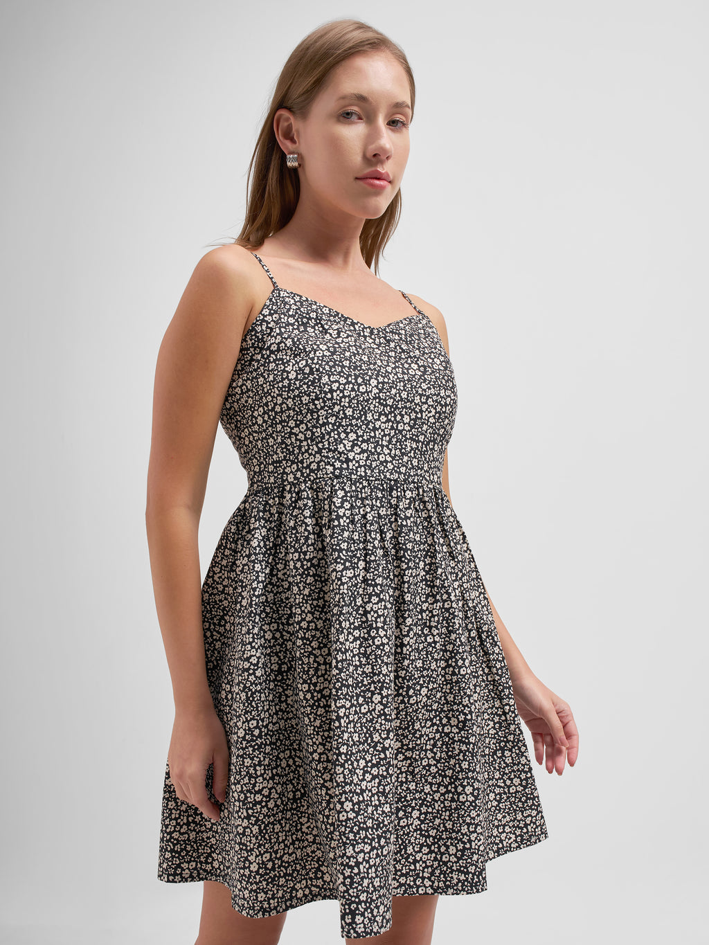 Tokyo Talkies Women Black Printed Fit and Flare Dress