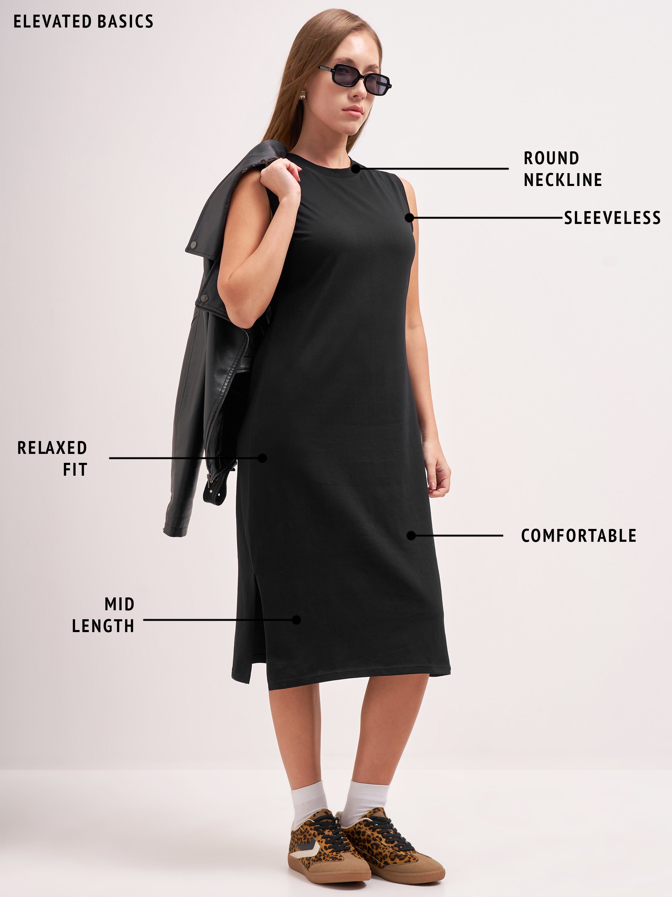 Tokyo Talkies Women Black Solid T-Shirt Dress