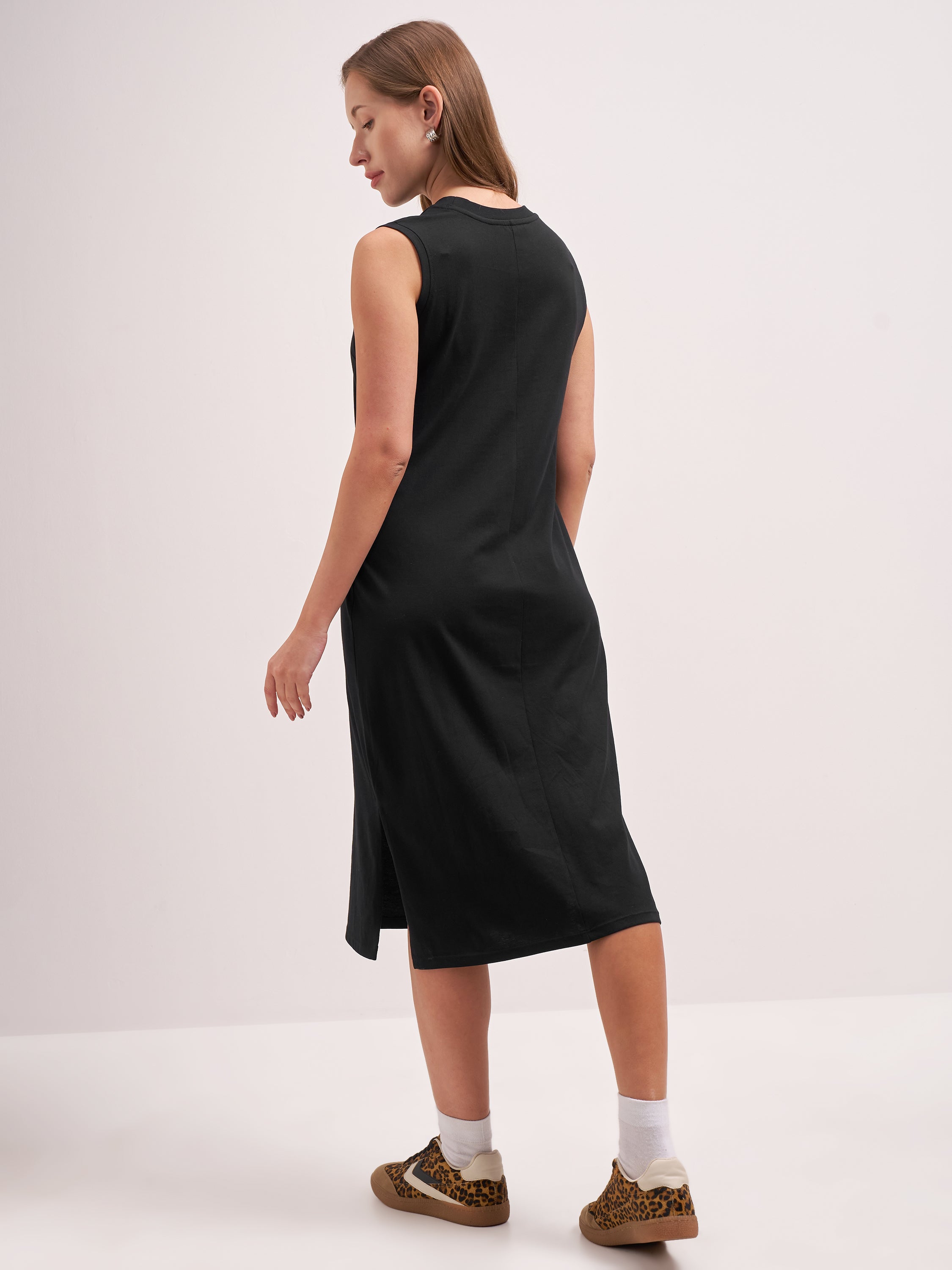 Tokyo Talkies Women Black Solid T-Shirt Dress