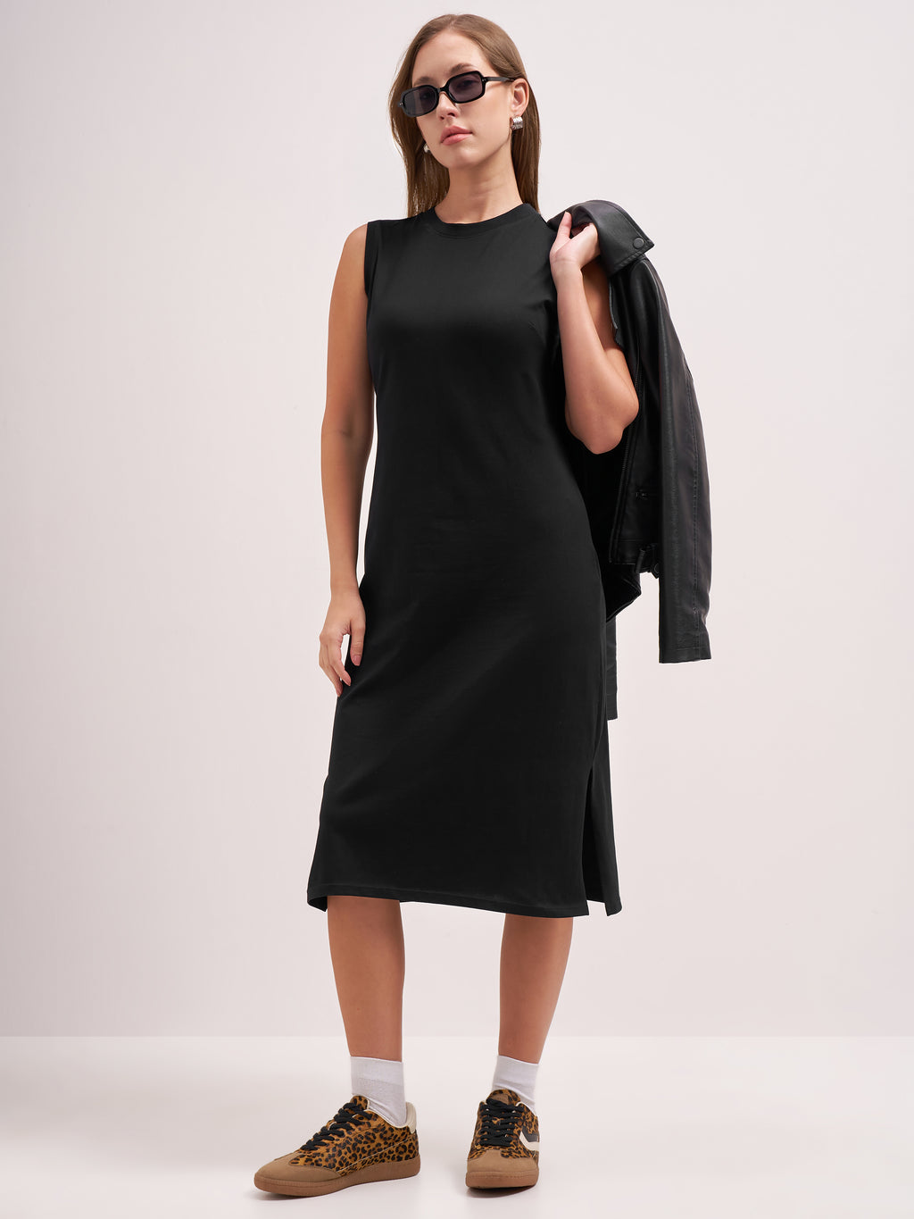 Tokyo Talkies Women Black Solid T-Shirt Dress