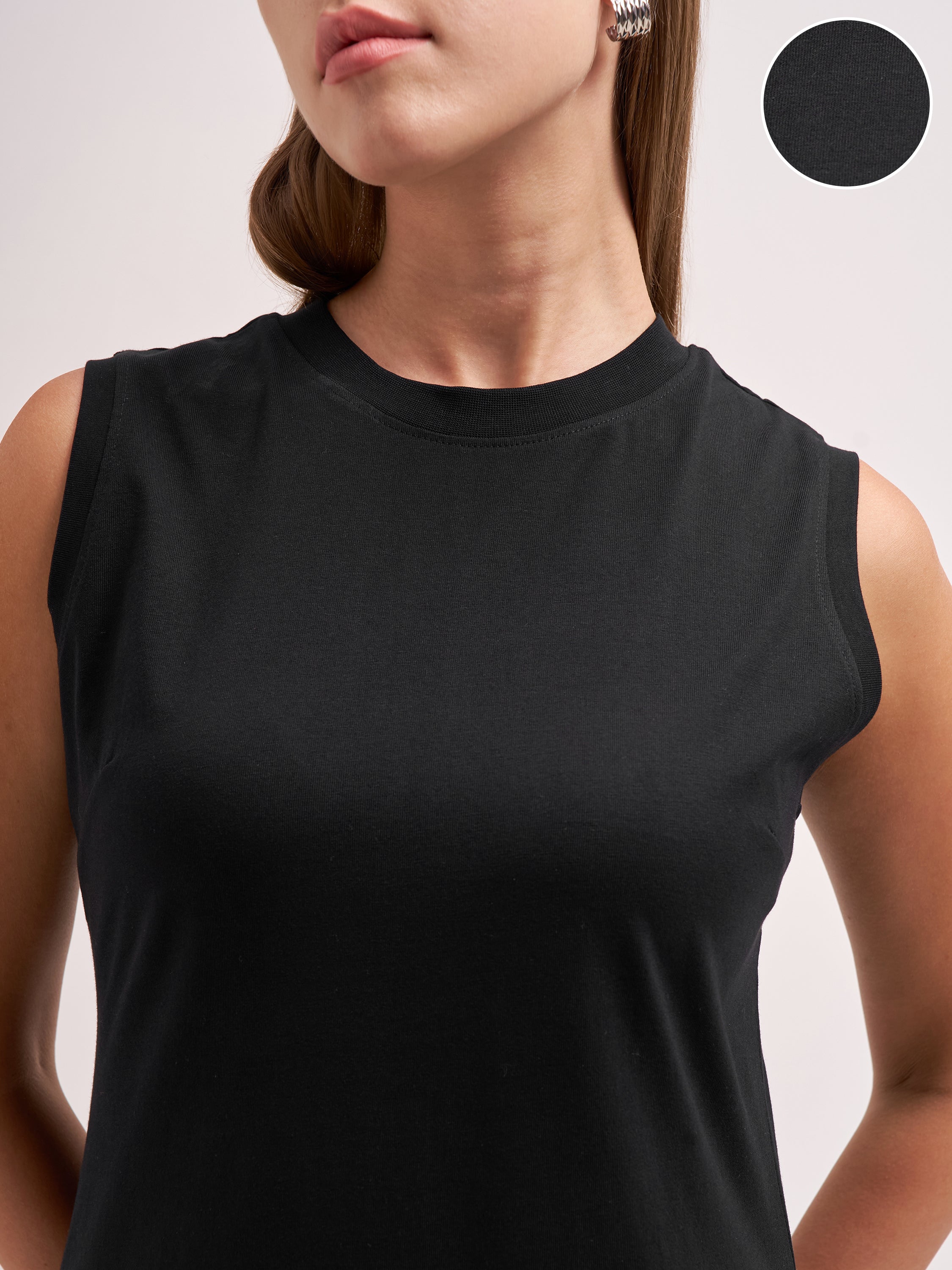 Tokyo Talkies Women Black Solid T-Shirt Dress