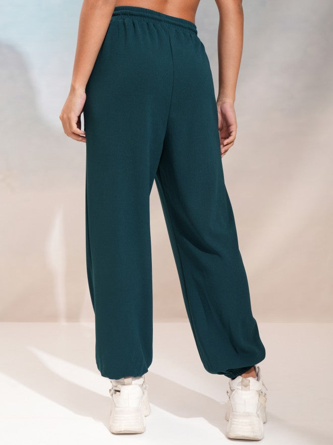 Tokyo Talkies Women Teal Regular Solid Joggers - Teal - Image 3