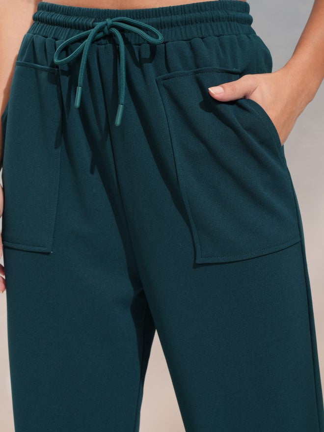 Tokyo Talkies Women Teal Regular Solid Joggers - Teal - Image 5