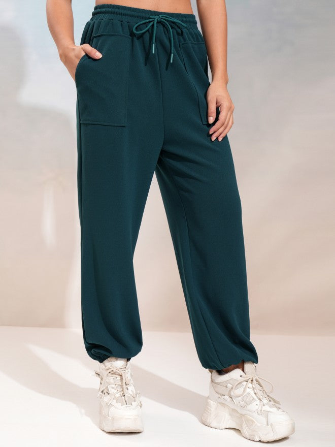 Tokyo Talkies Women Teal Regular Solid Joggers - Teal - Image 6