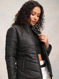 Tokyo Talkies Women Black Puffer Jacket - Black - Image 1