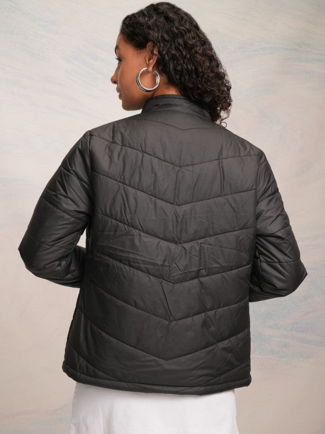 Tokyo Talkies Women Black Puffer Jacket - Black - Image 3