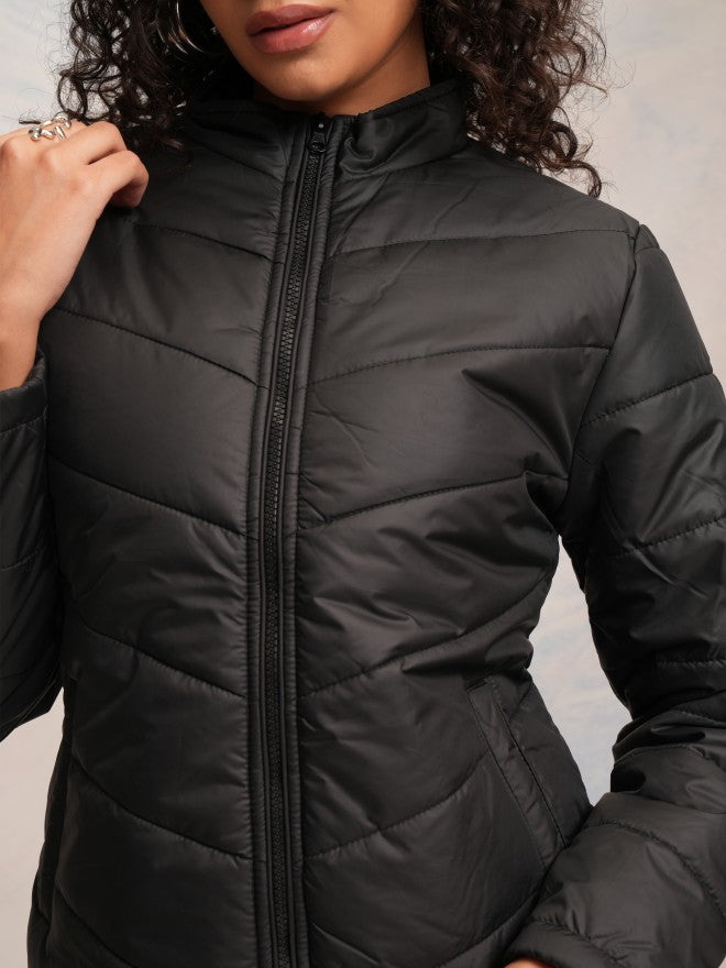 Tokyo Talkies Women Black Puffer Jacket - Black - Image 5