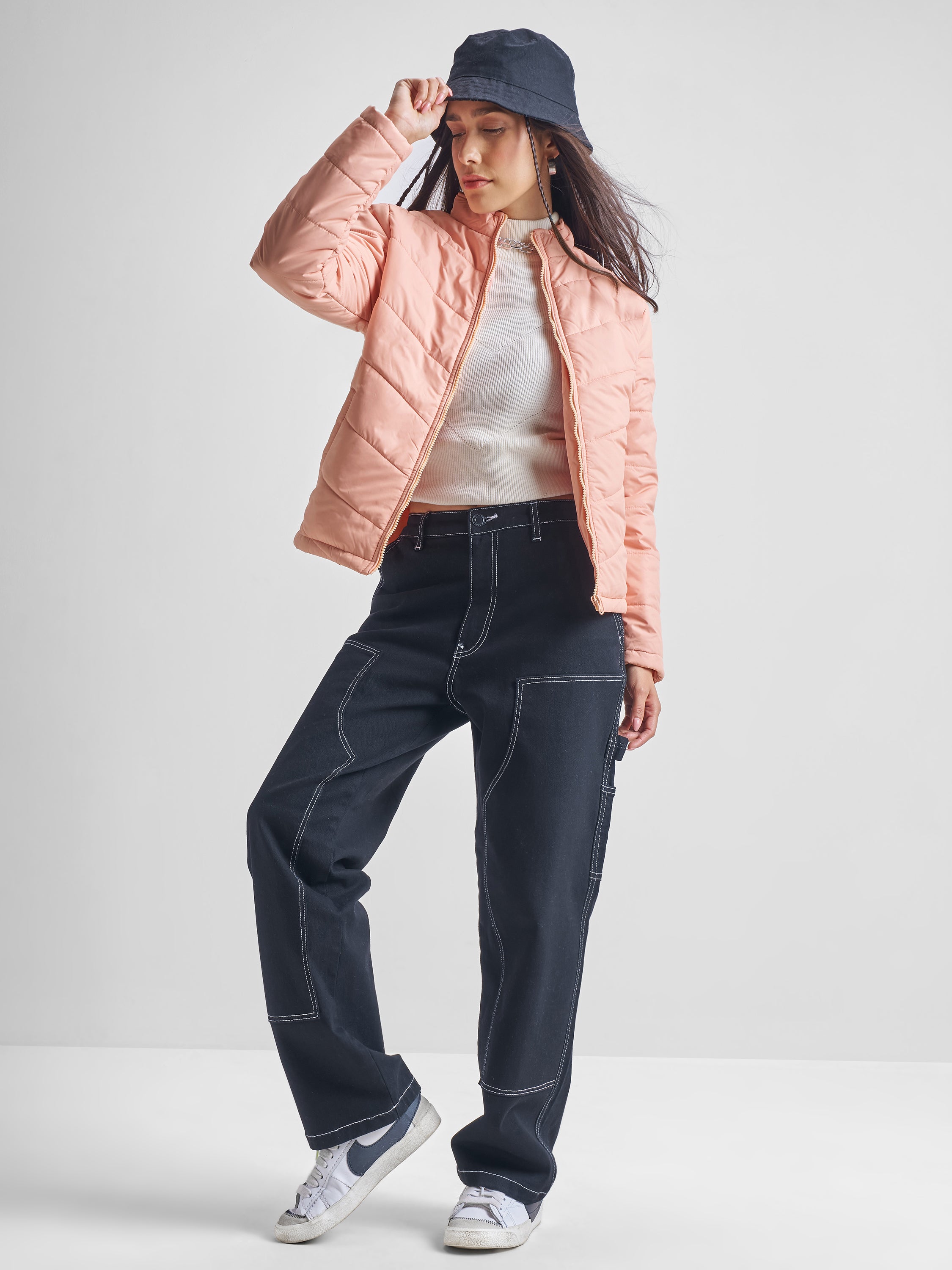 Tokyo Talkies Women Pink Puffer Jacket - Pink - Image 2