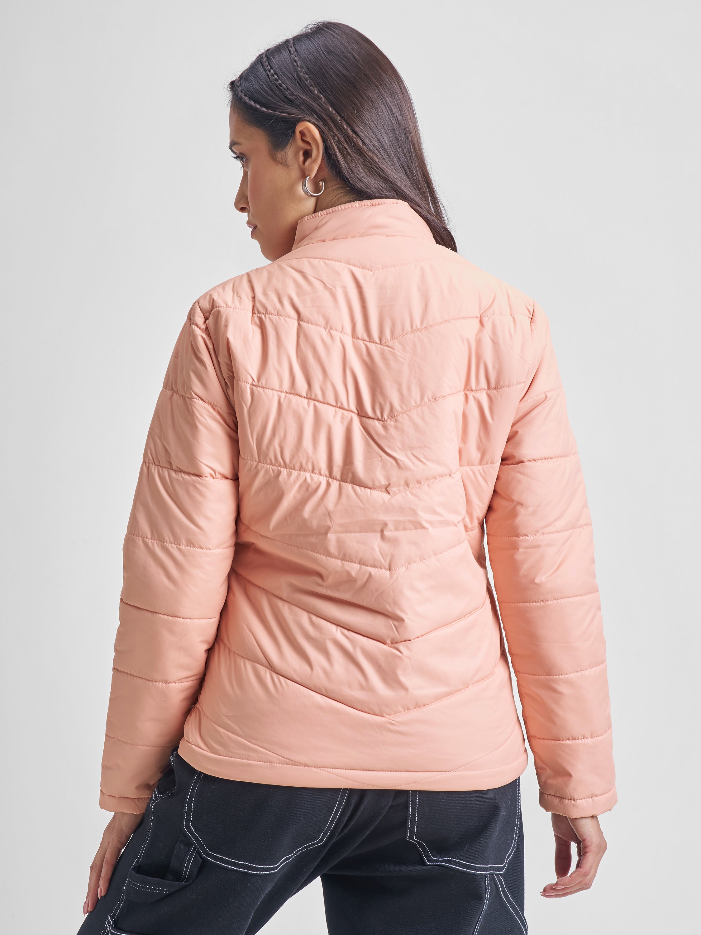 Tokyo Talkies Women Pink Puffer Jacket - Pink - Image 3