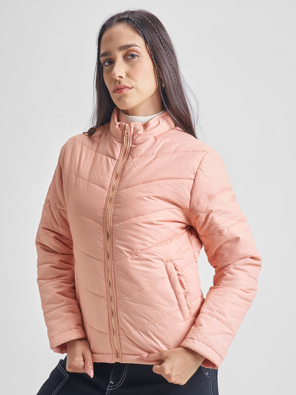 Tokyo Talkies Women Pink Puffer Jacket - Pink - Image 4