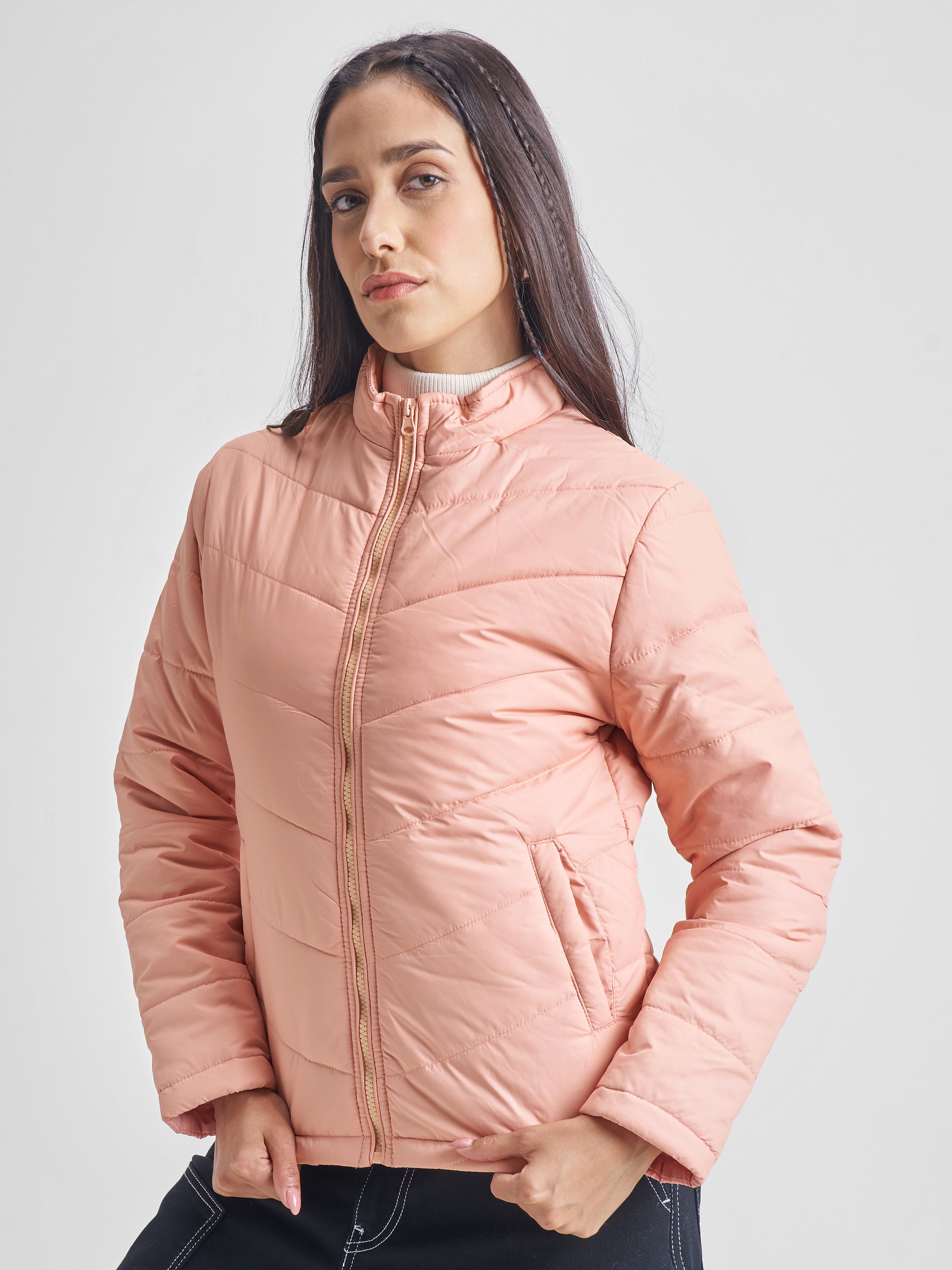 Tokyo Talkies Women Pink Puffer Jacket - Pink - Image 4