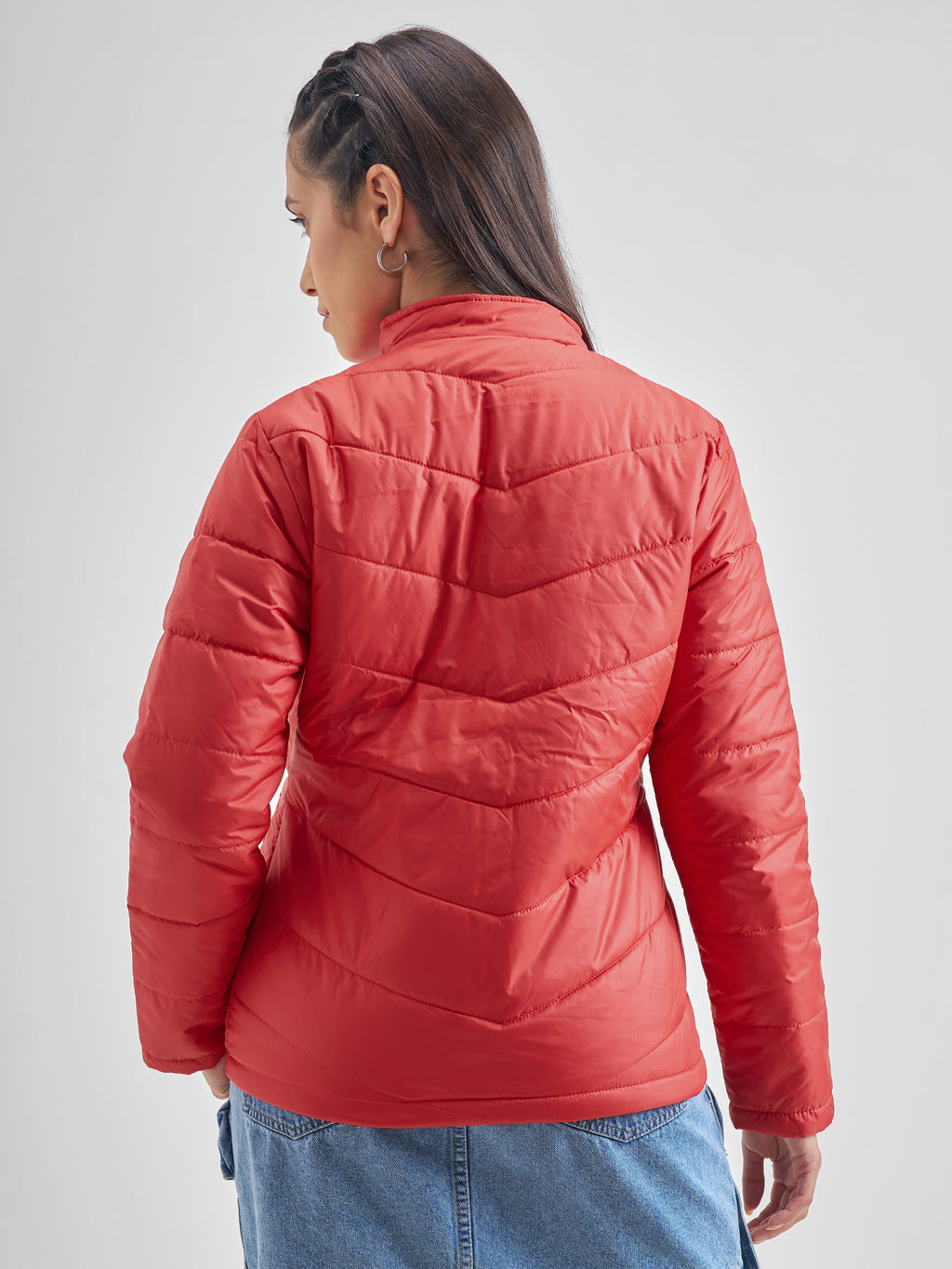 Tokyo Talkies Women Red Puffer Jacket - Red - Image 3