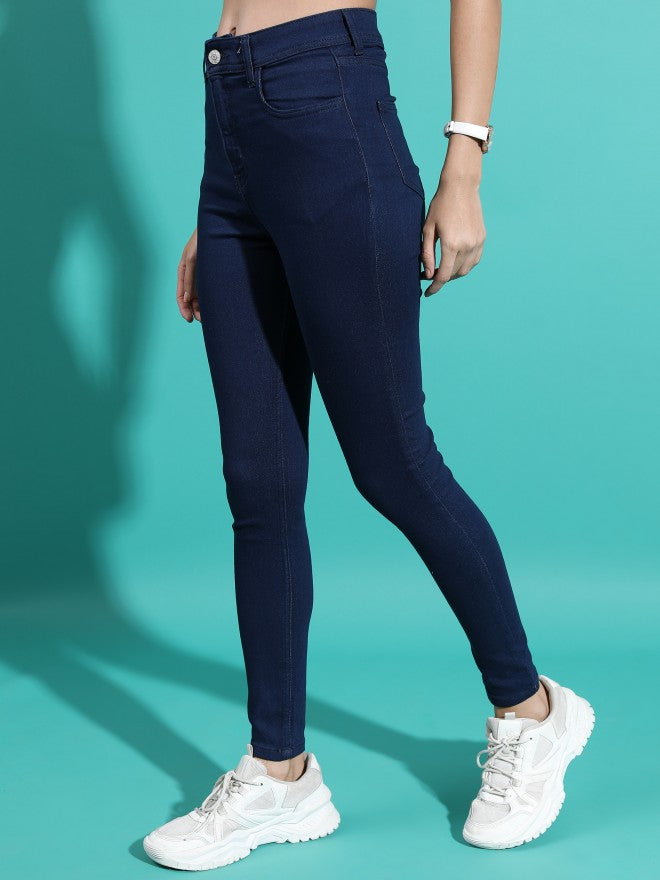 Tokyo Talkies Women Blue Slim Fit Stretchable Jeans - Blue - Image 4