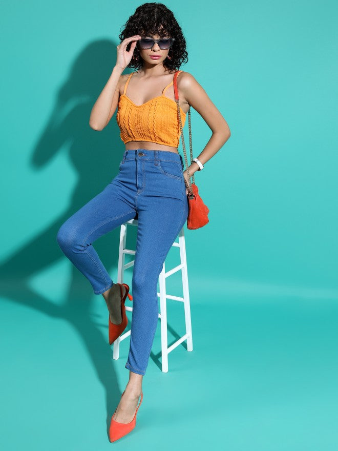 Tokyo Talkies Women Blue Skinny Fit Stretchable Jeans - Blue - Image 2