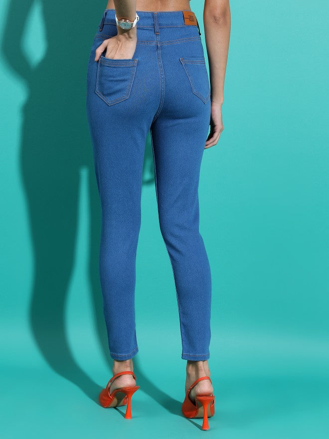 Tokyo Talkies Women Blue Skinny Fit Stretchable Jeans - Blue - Image 3