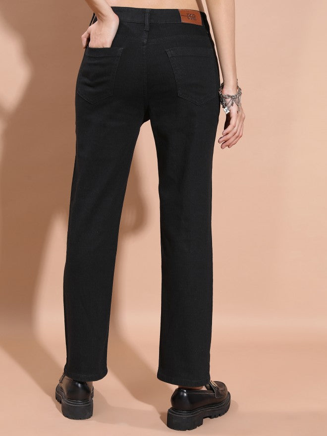 Tokyo Talkies Women Black Boyfriend Fit Stretchable Jeans - Black - Image 3