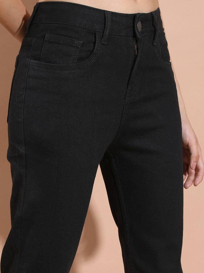 Tokyo Talkies Women Black Boyfriend Fit Stretchable Jeans - Black - Image 5