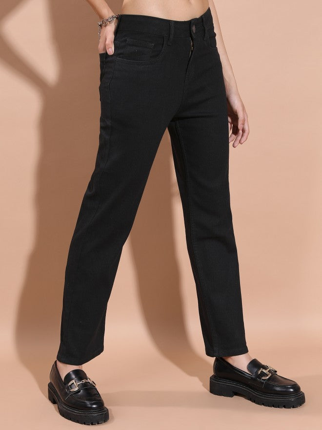 Tokyo Talkies Women Black Boyfriend Fit Stretchable Jeans - Black - Image 6