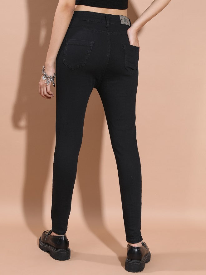 Tokyo Talkies Women Black Skinny Fit Stretchable Jeans - Black - Image 3