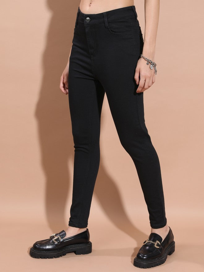 Tokyo Talkies Women Black Skinny Fit Stretchable Jeans - Black - Image 4