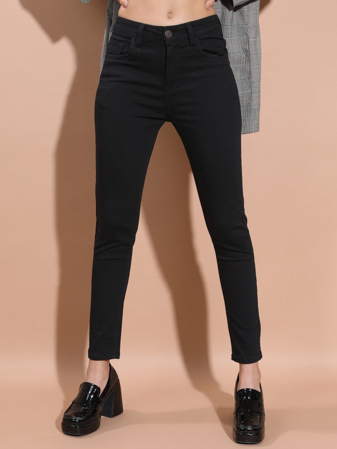Tokyo Talkies Women Black Slim Fit Stretchable Jeans - Black - Image 1