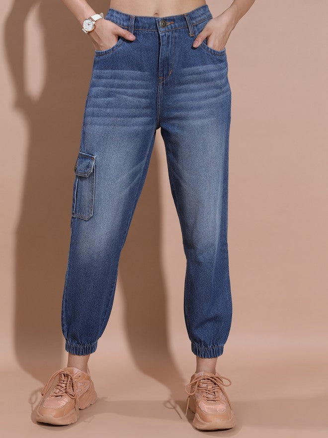 Tokyo Talkies Women Blue Tapered fit Stretchable Jeans - Blue - Image 1