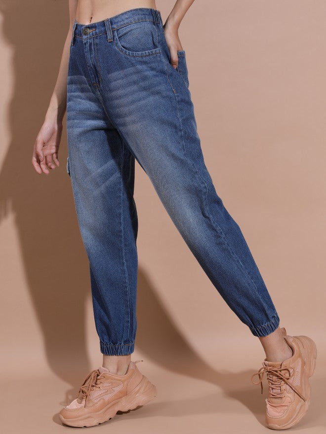 Tokyo Talkies Women Blue Tapered fit Stretchable Jeans - Blue - Image 4