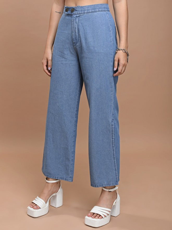 Tokyo Talkies Women Blue Relaxed Fit Stretchable Jeans - Blue - Image 4